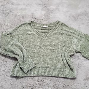Sage green oversized cropped vneck style sweater size XL